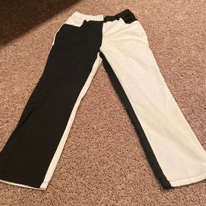 black and white pants